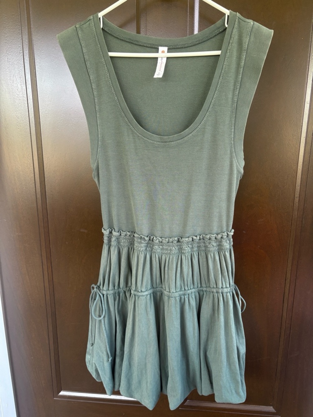 EUC Anthropologie Daily Practice Mini Bubble Dress Olive Size Medium - Picture 5 of 11